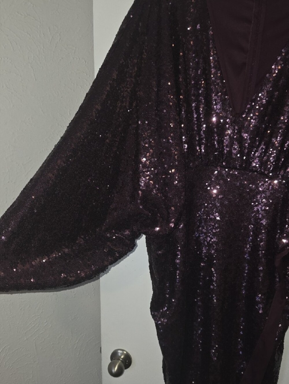 Eloquii Plum Sequin V-Neck Maxi Dress - Picture 3 of 8